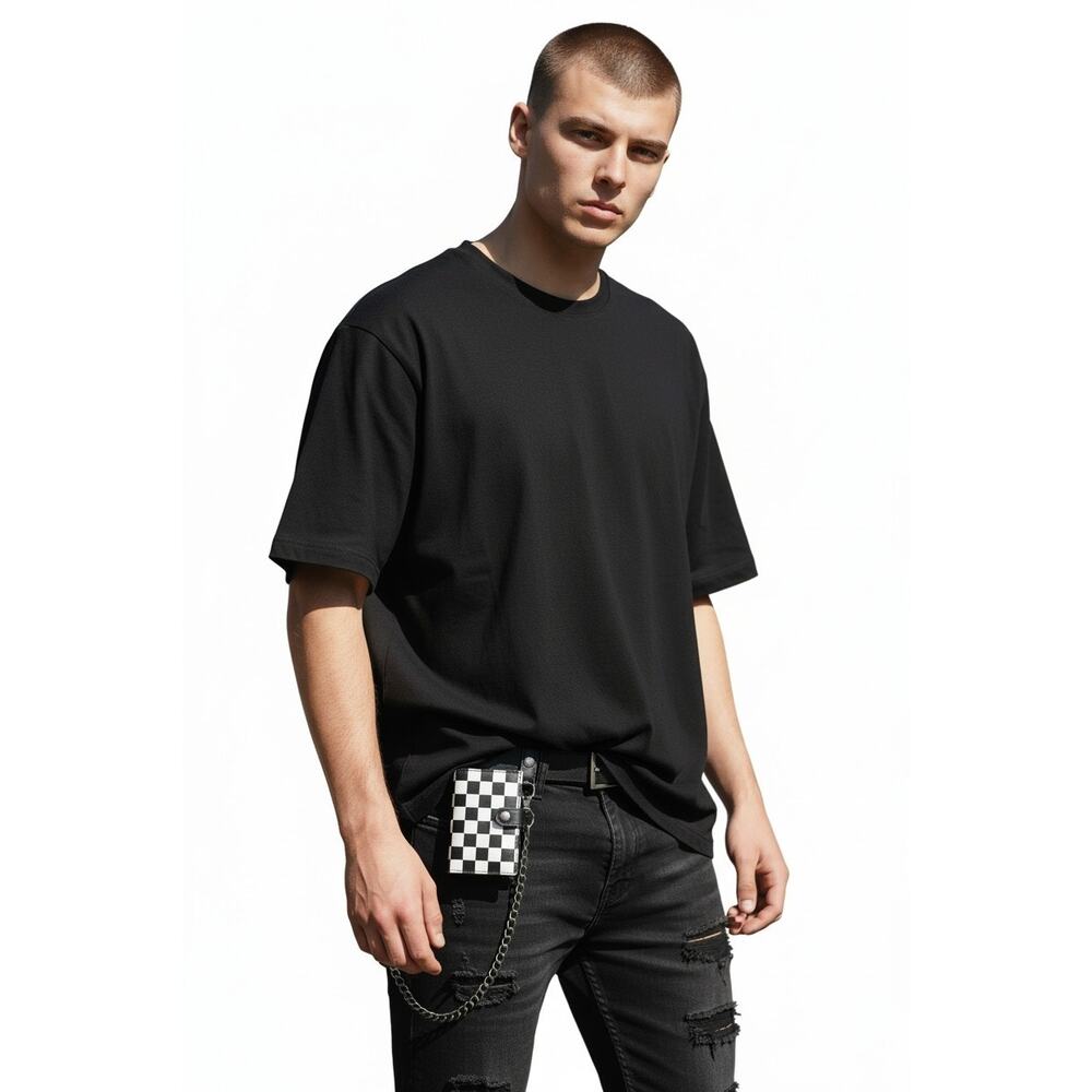 Hot Topic Y2K Black White Checkerboard Chain Wallet Punk Skater Emo